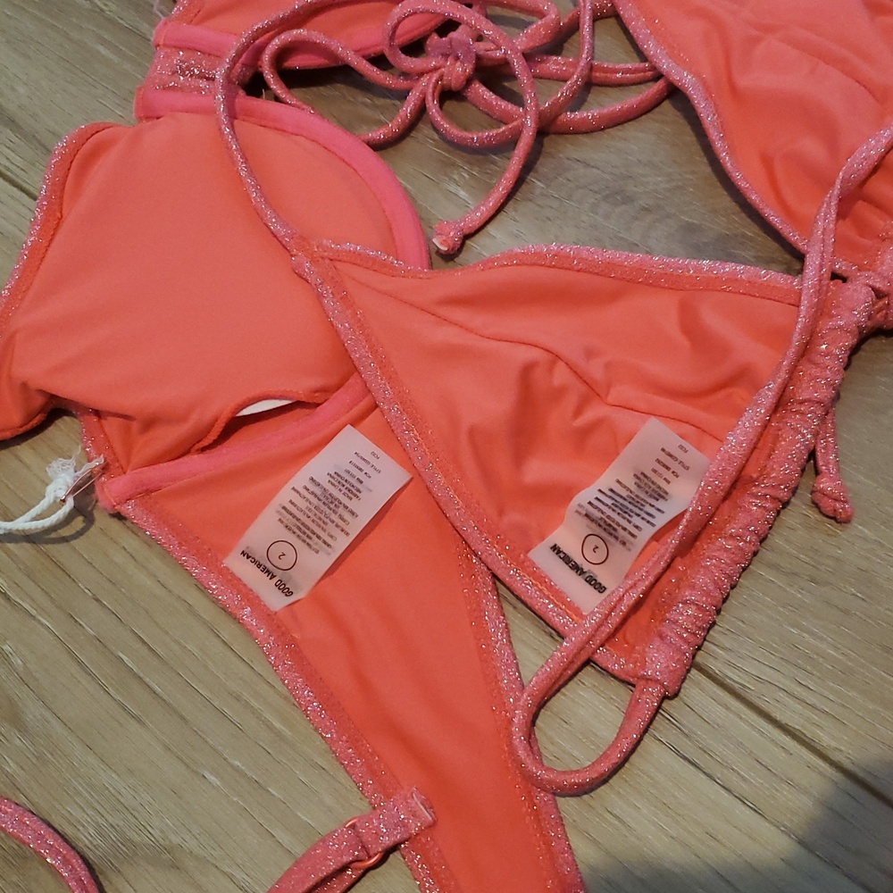 Good American Sparkle Coral Swim 3 Piece BUNDLE - Picture 7 of 12
